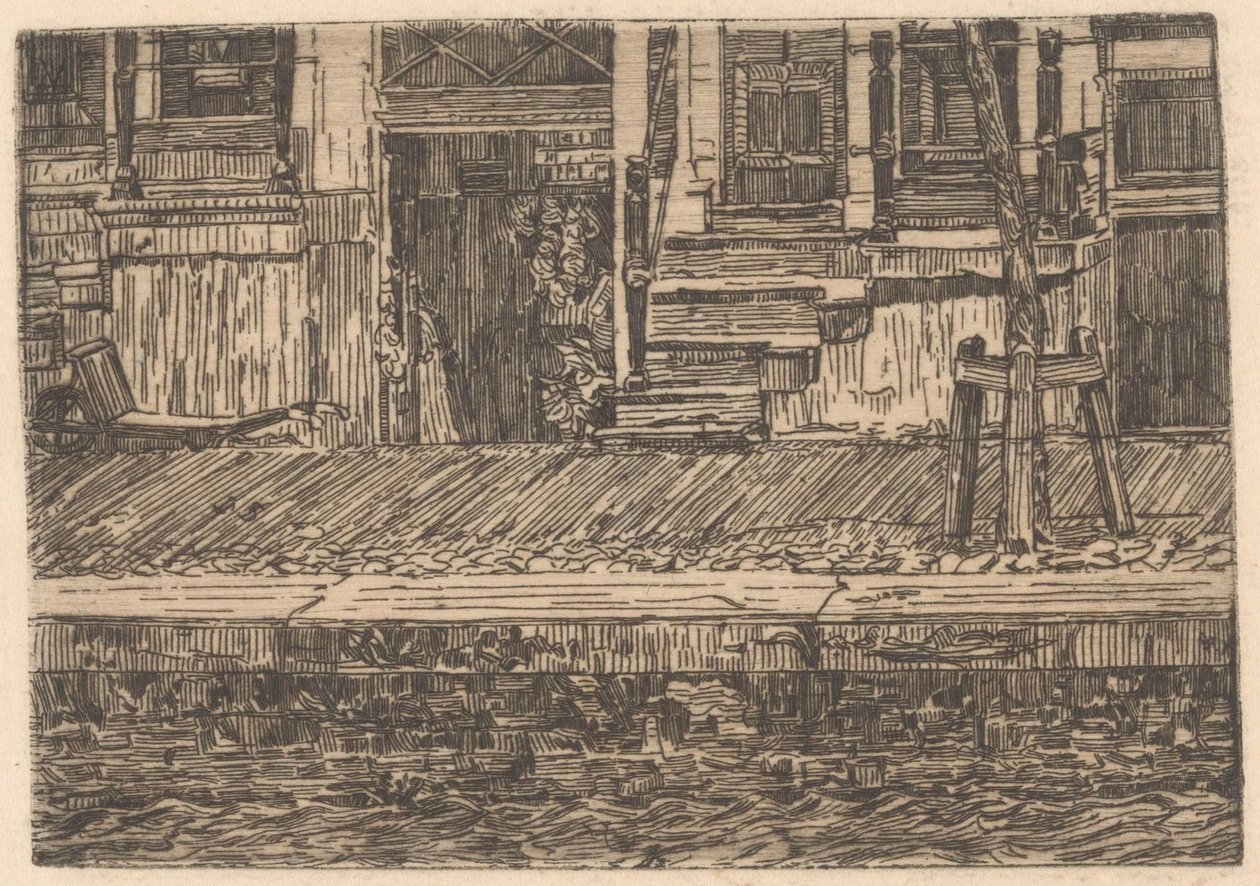 Treinos do sul num cais de Gerrit Haverkamp (signed by artist)
