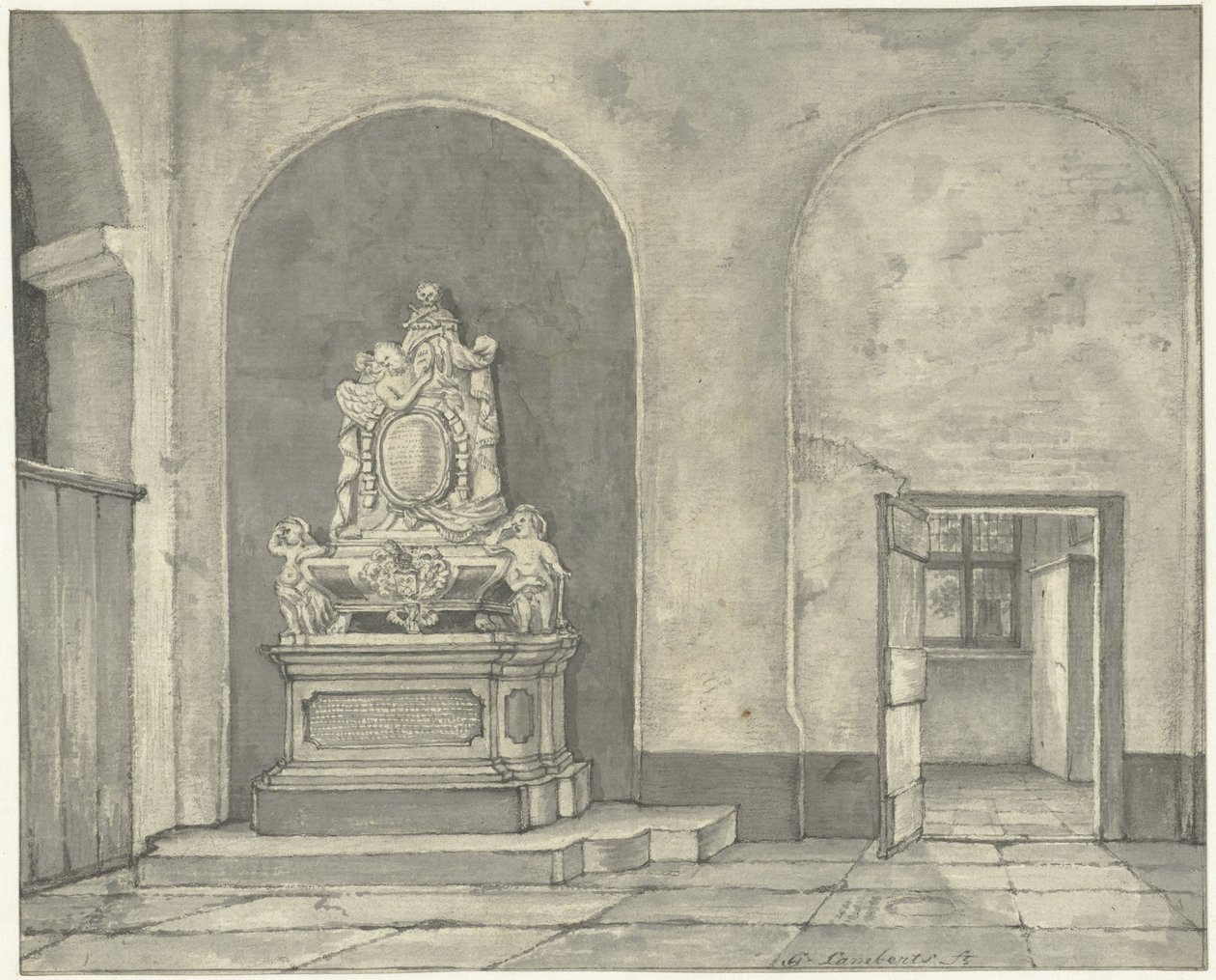 Monumento funerário de Balth. Fredericus von Stosch no Janskerk em Utrecht de Gerrit Lamberts