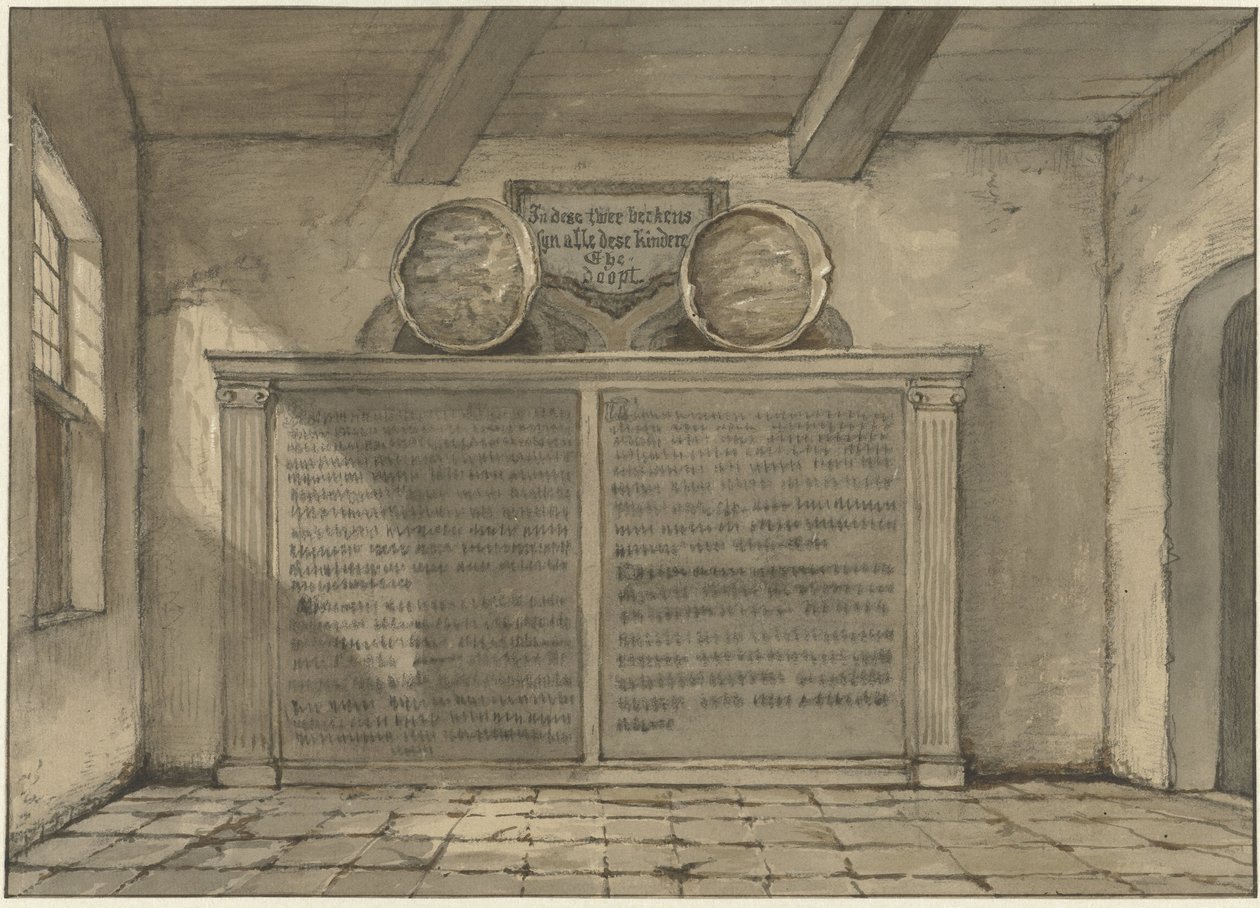 Duas bacias de cobre na igreja em Loosduinen de Gerrit Lamberts