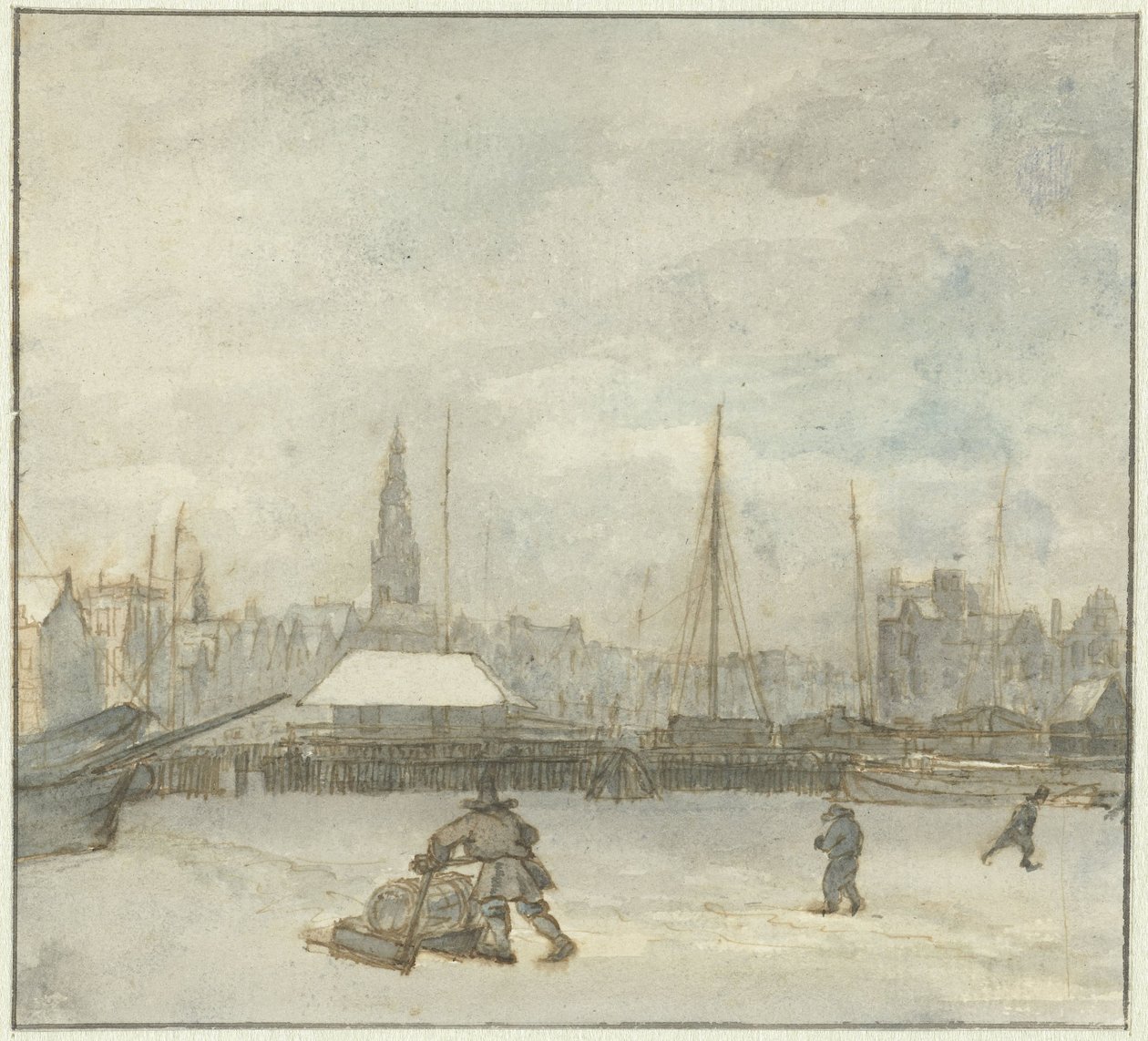 Vista de Inverno de Amesterdão de Gerrit Lamberts