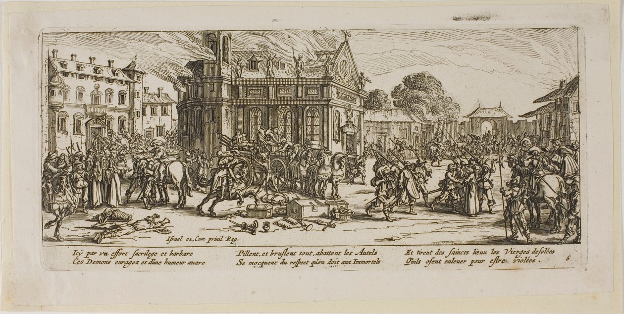 Destruição de um convento, placa 6 de As grandes misérias da guerra de Gerrit Lucasz van Schagen