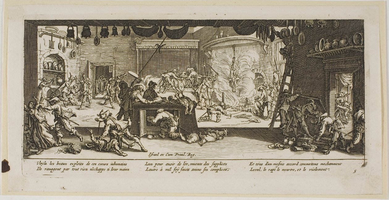 Pilhagem de uma grande quinta, prato cinco de As grandes misérias da guerra de Gerrit Lucasz van Schagen