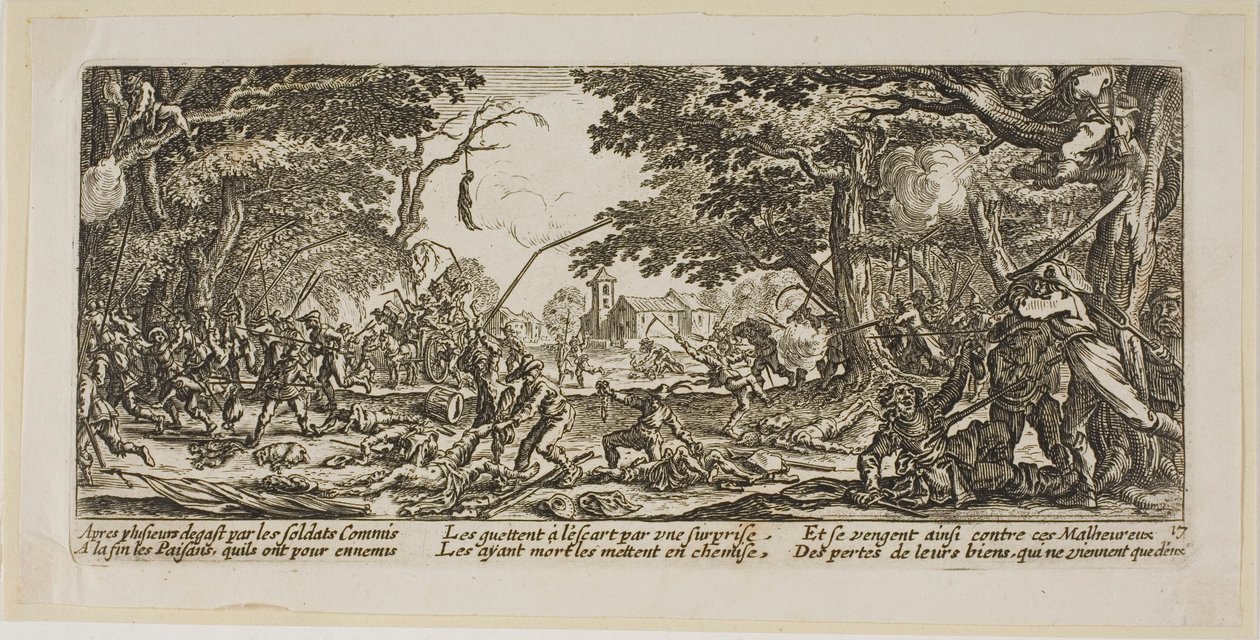 Os camponeses vingam-se, prato dezassete de As grandes misérias da guerra de Gerrit Lucasz van Schagen