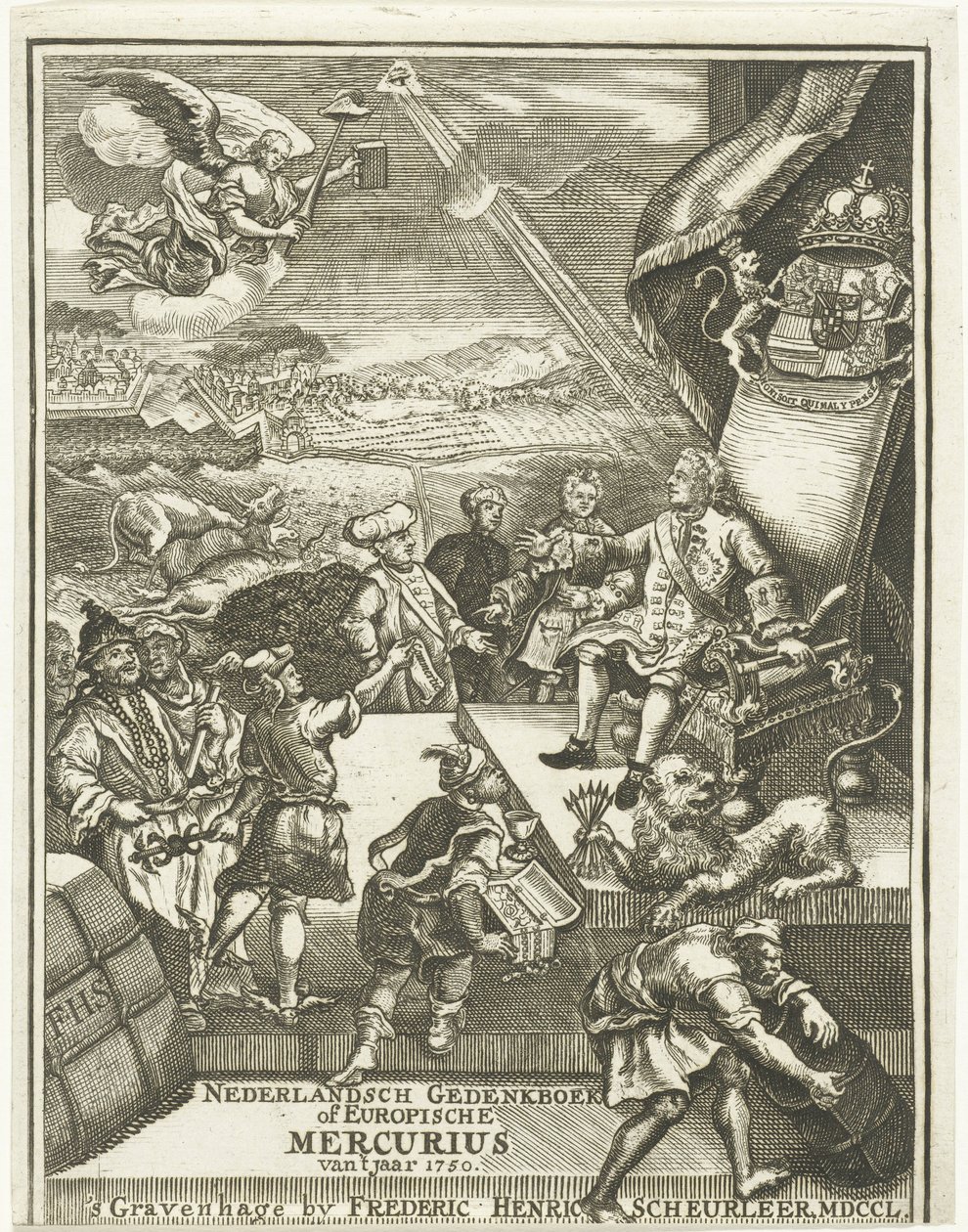 Página de título do Mercúrio Europeu de 1750 de Gerrit Sibersma (possibly)