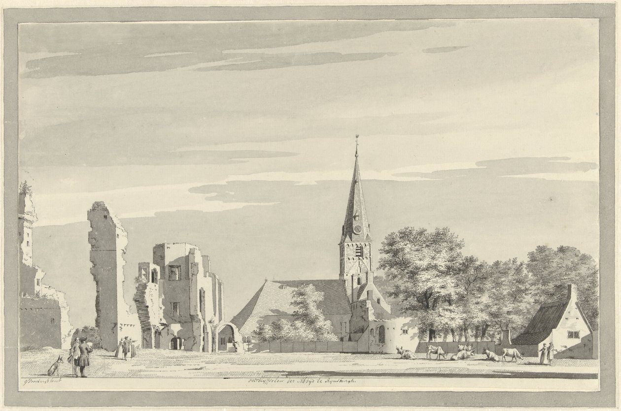 As ruínas da Abadia de Rijnsburg
ruínas da abadia de Rijnsburgh (título sobre o objecto) de Gerrit Toorenburgh