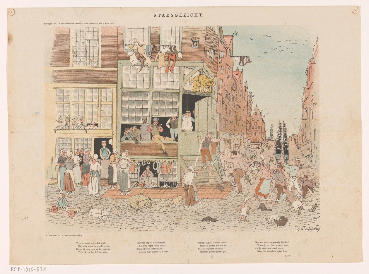 Cityscape (título original no objeto) de Gerrit Willem Dijsselhof