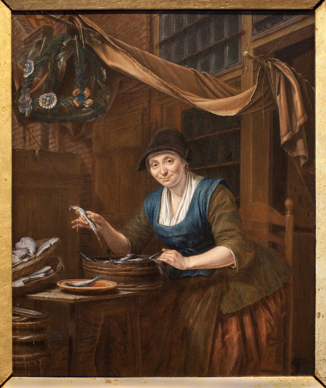 O peixeiro. Pintura de Gerrit Zegelaar (1719-1794), óleo sobre madeira, meados do século XVIII. Museu de Belas Artes em Angers. de Gerrit Zegelaar