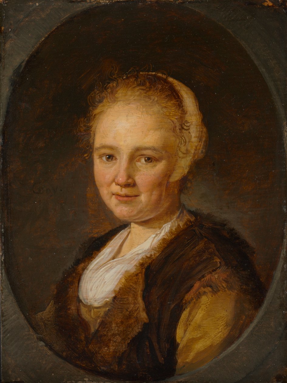 Uma jovem mulher de Gerrit or Gerard Dou
