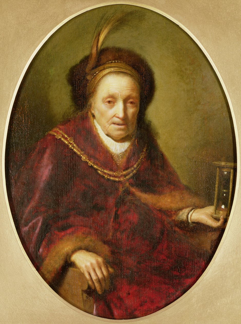 Uma mulher velha com uma ampulheta de Gerrit Dou