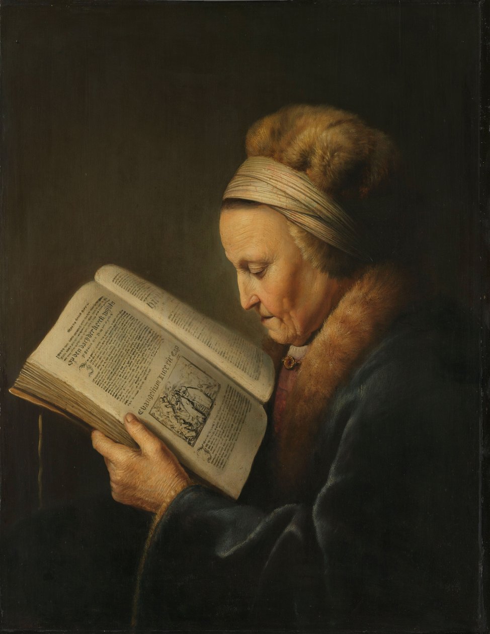 Leitura da Velha, c.1631-2 de Gerrit Dou