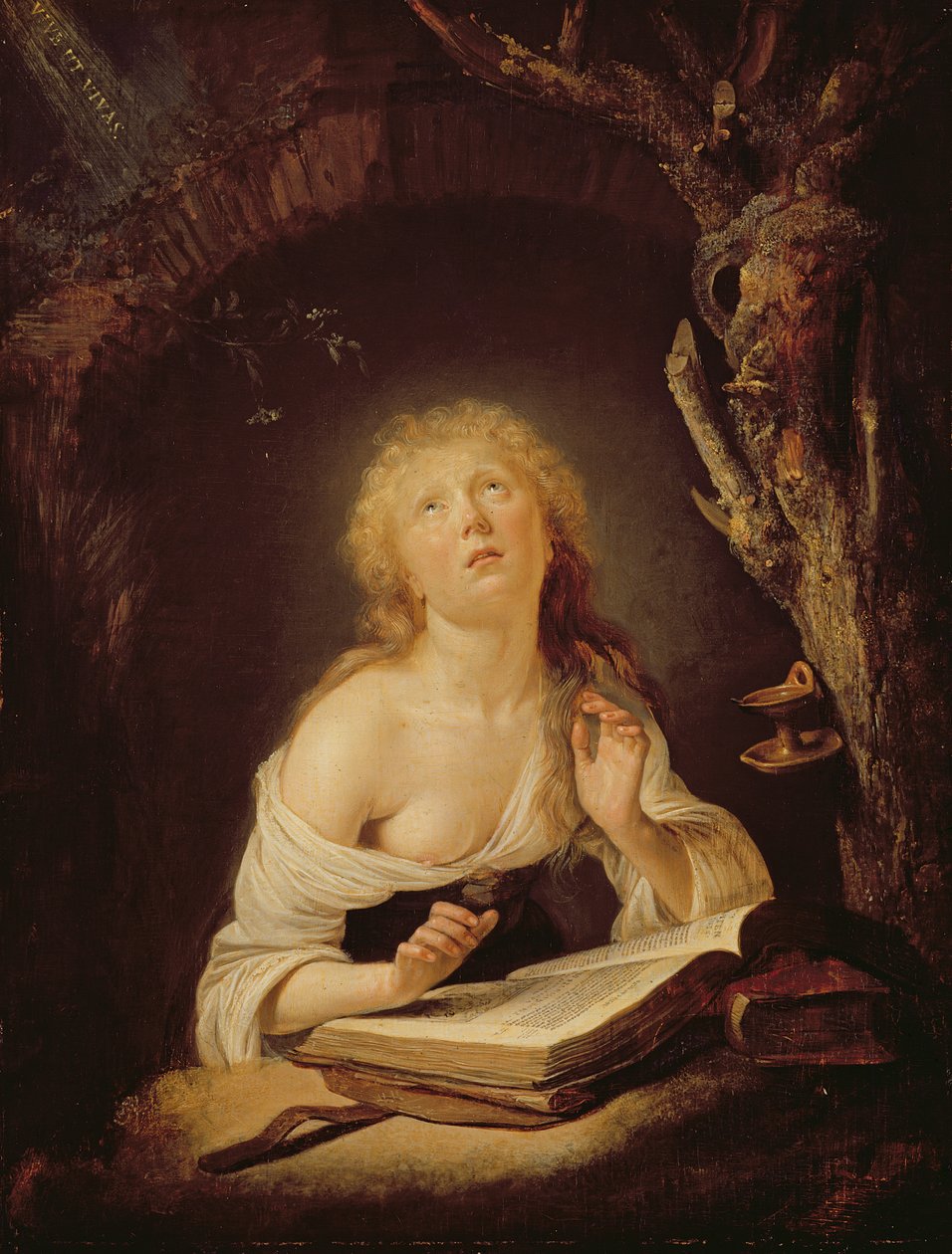 A Virgem Santa (óleo sobre painel de carvalho) de Gerrit Dou