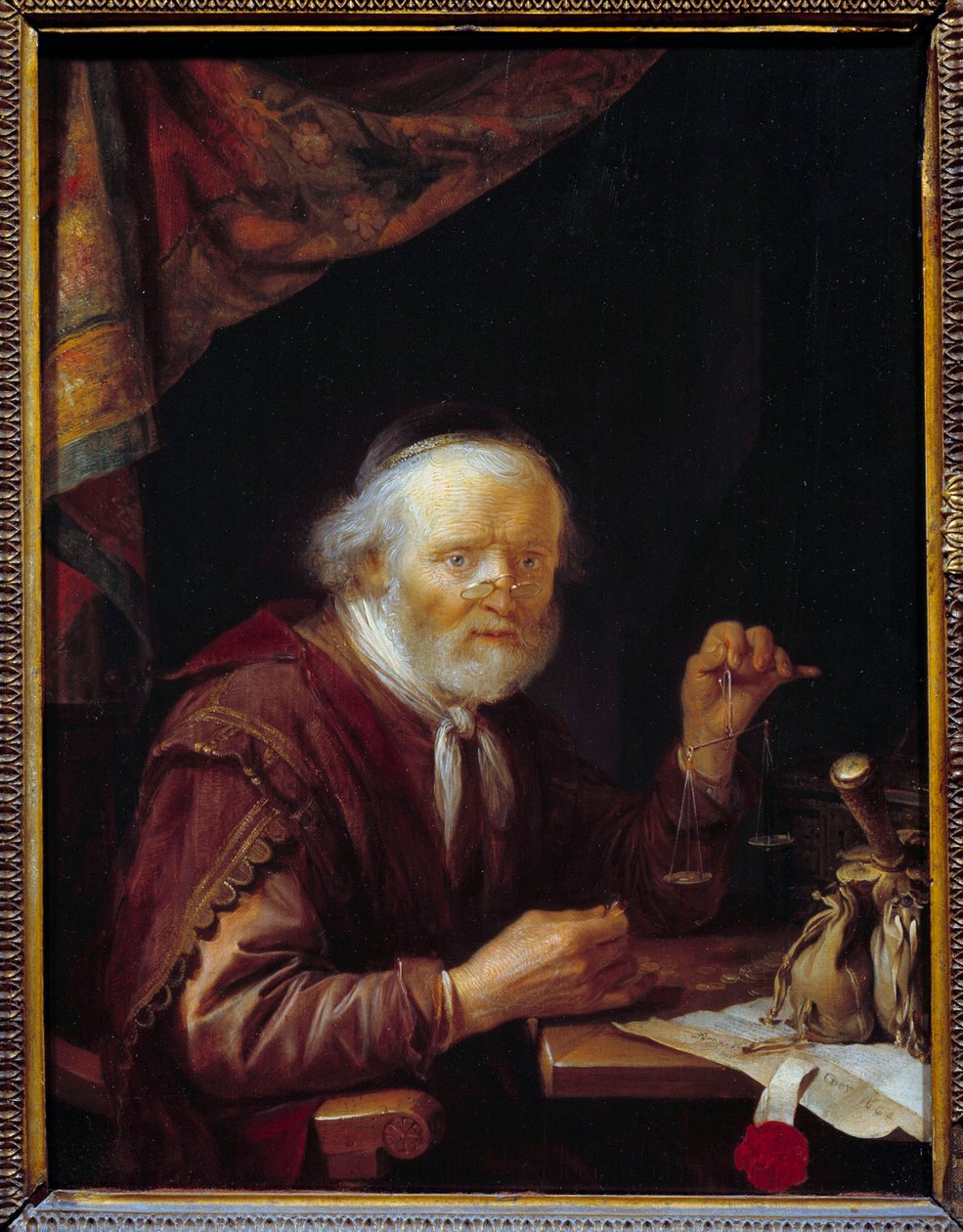 O pesador de ouro. Pintura de Gerard Dou (1613-1675) Ec. Hol. de Gerrit Dou