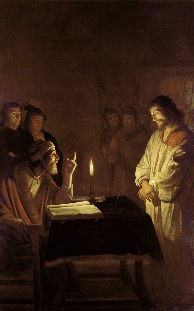 Cristo antes do sumo sacerdote, 1617 de Gerrit van Honthorst