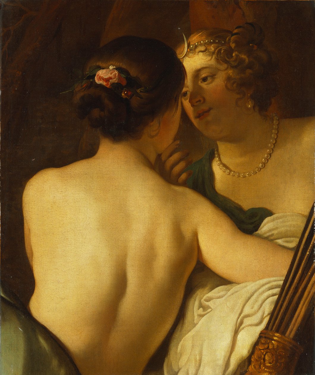 Júpiter disfarçado de Diana seduzindo Calisto de Gerrit van Honthorst