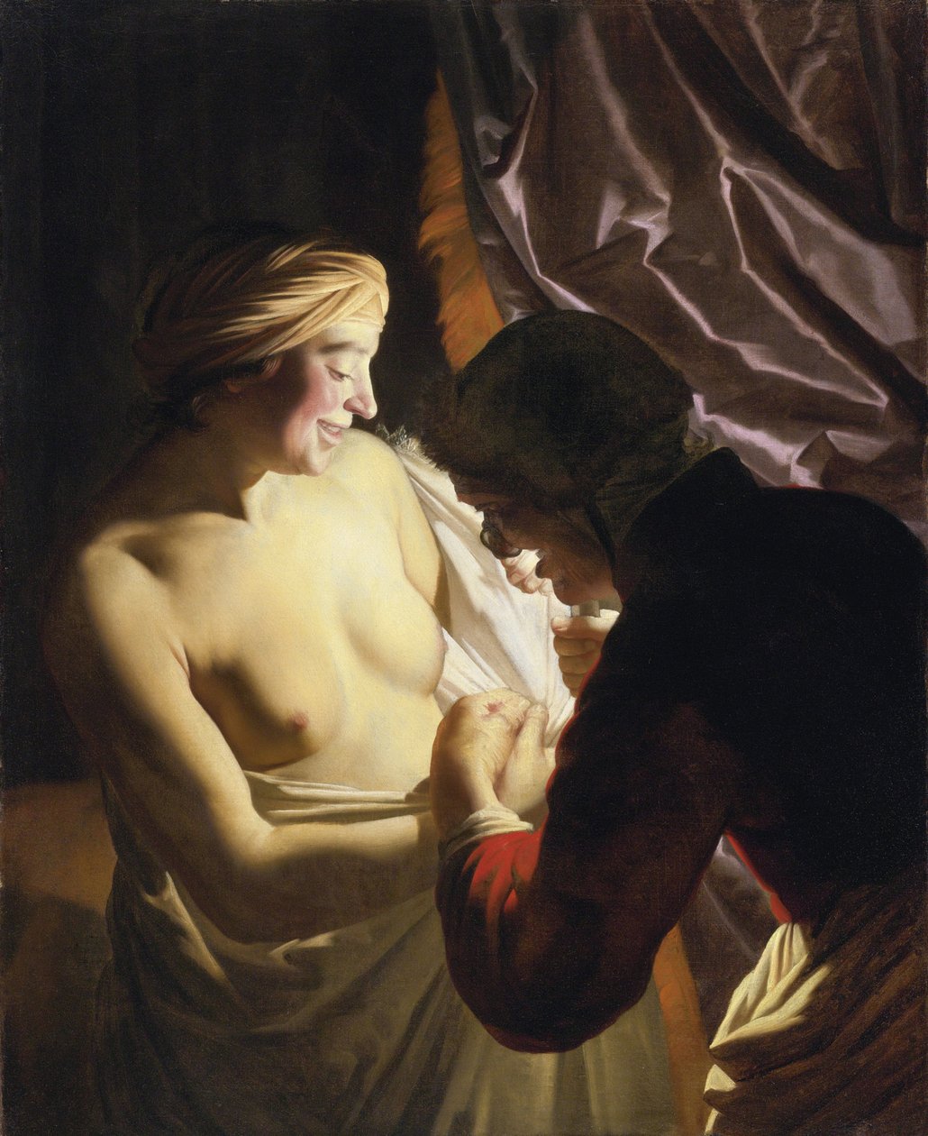 The Flea Hunt by Honthorst, Gerrit, van (1590-1656), c. 1620 - Óleo sobre tela de Gerrit van Honthorst