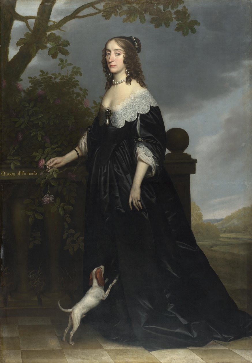 Retrato de Elizabeth Stuart (1596-1662), Rainha da Boêmia, esposa do Eleitor Palatino Frederico V e filha de Jaime I, 1642 de Gerrit van Honthorst