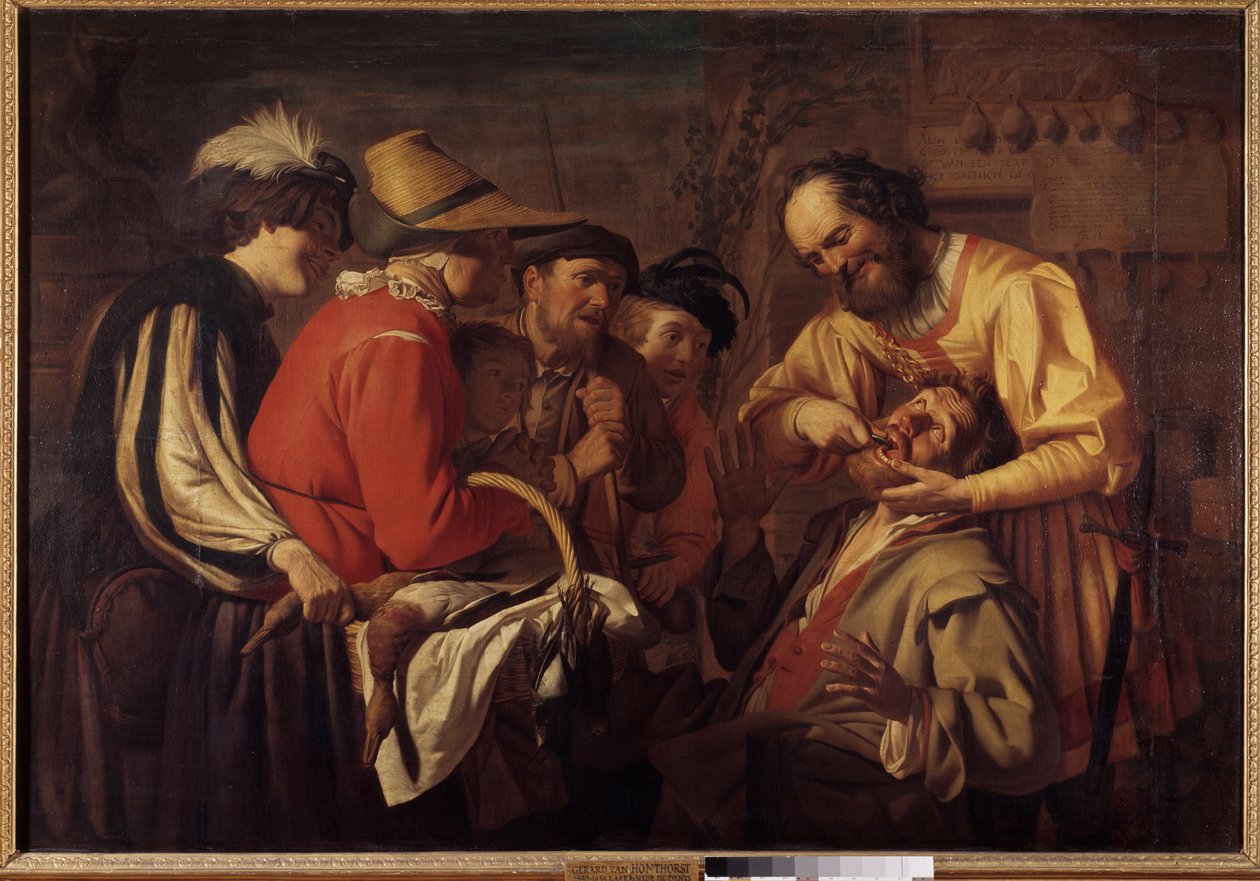 O puxador de dentes Pintura por Gerrit Van Honthorst (1590-1656) de Gerrit van Honthorst