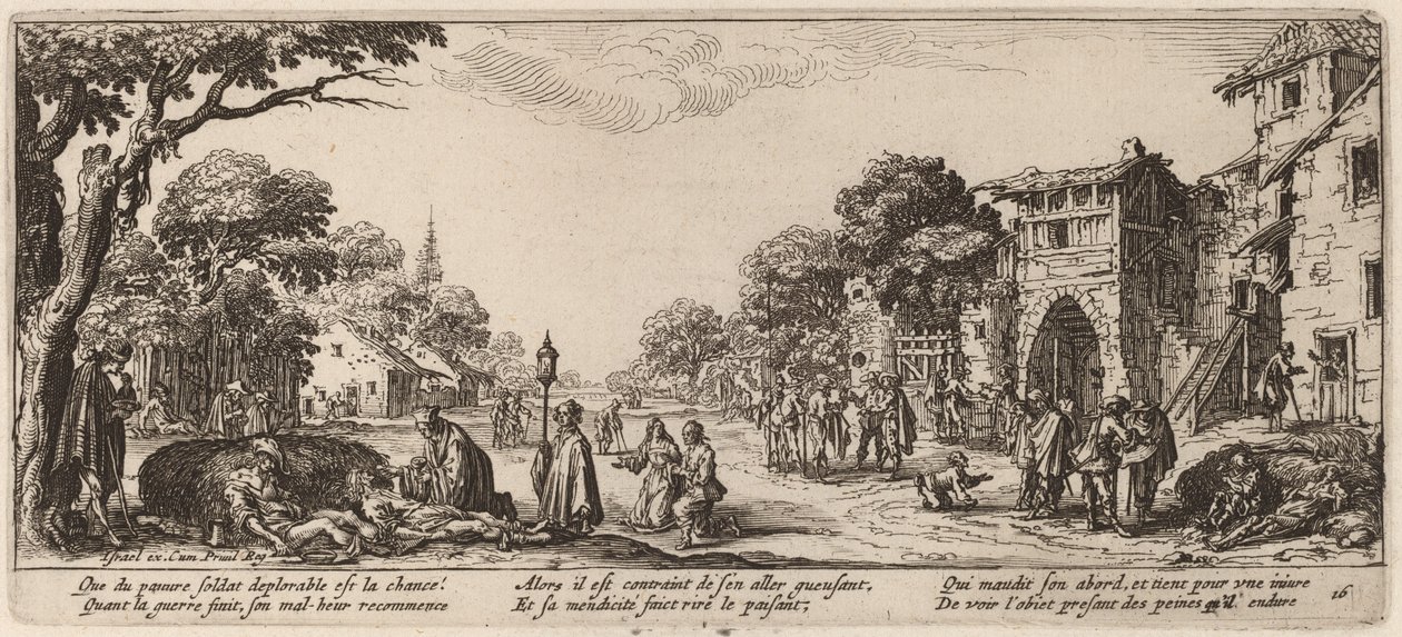 Soldados morrendo à beira da estrada de Gerrit van Schagen after Jacques Callot