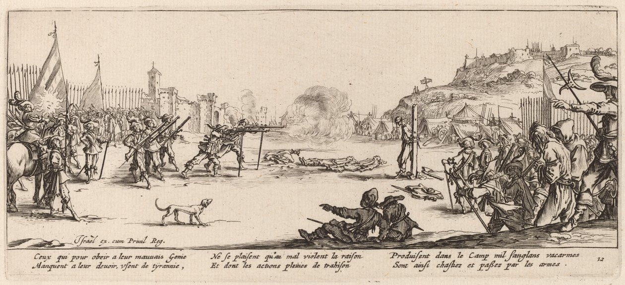O pelotão de fuzilamento de Gerrit van Schagen after Jacques Callot