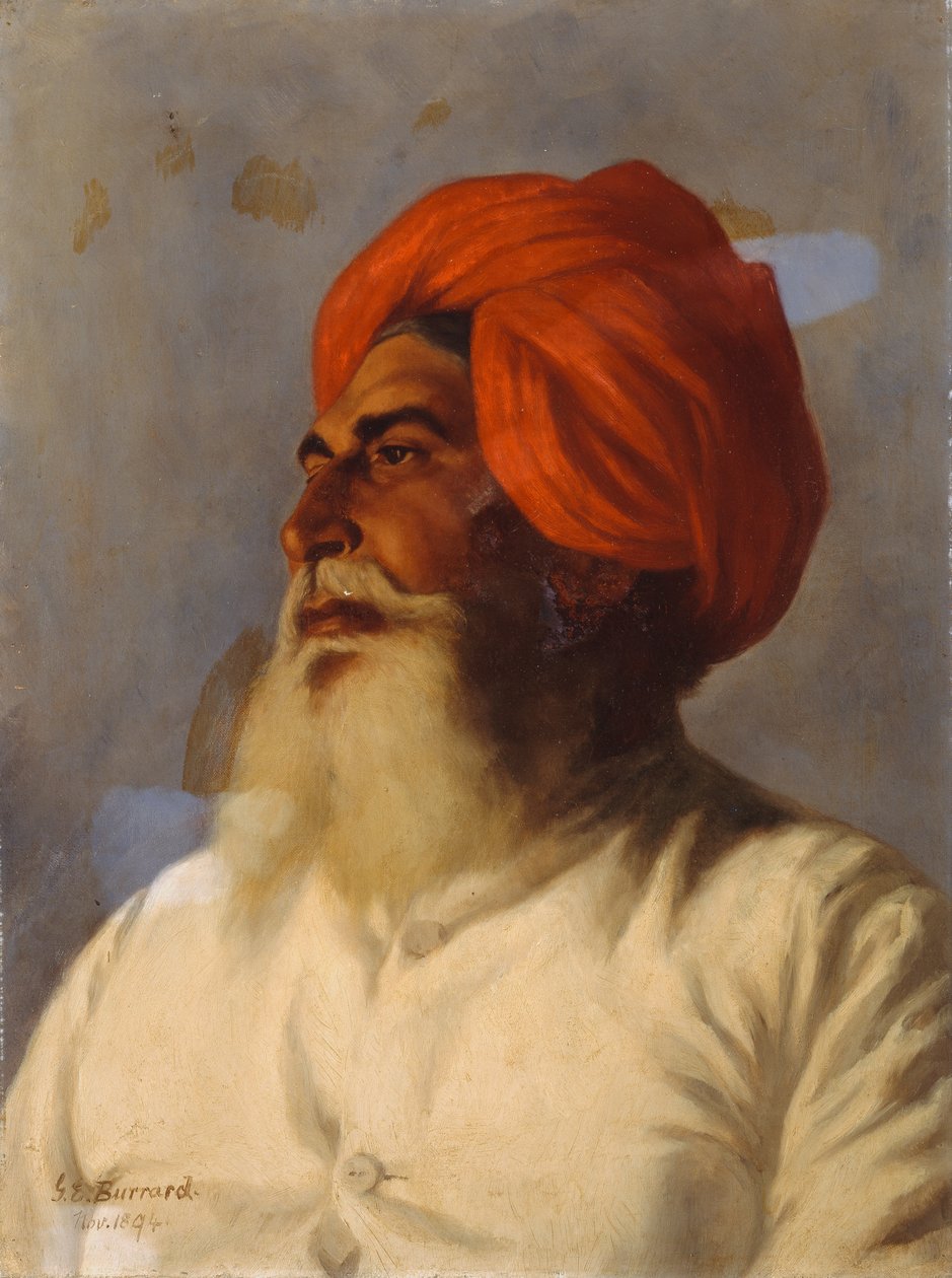 Ganda Singh, um sikh chaprassee do topográfico No.14 da Col Wilmer, 1894 de Gertrude Ellen Burrard