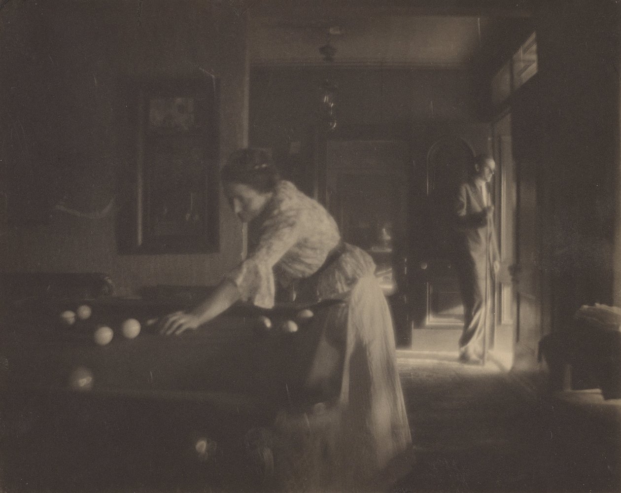 (Gertrude Käsebier OMalley e bilhar) de Gertrude Käsebier
