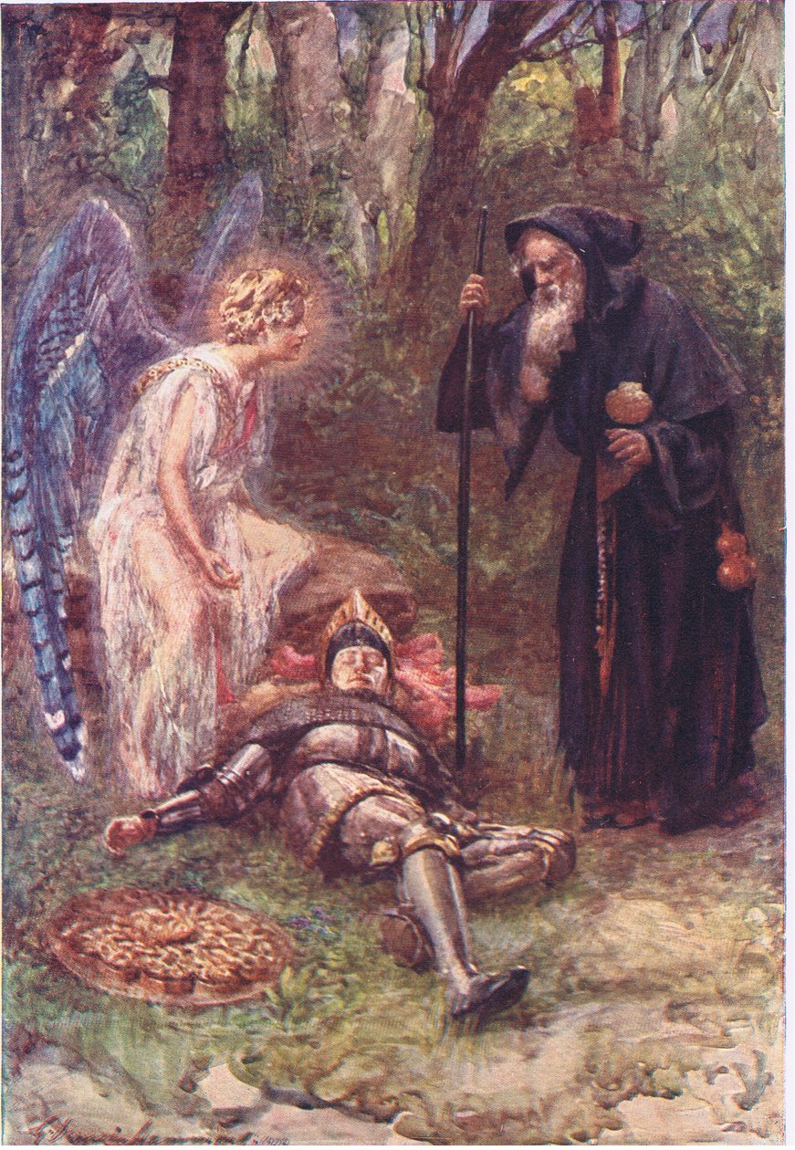 "Eis esta visão pesada, reverendo Sire", Histórias da Rainha das Fadas publicadas por George Harrap and Company de Gertrude E. Demain (after) Hammond