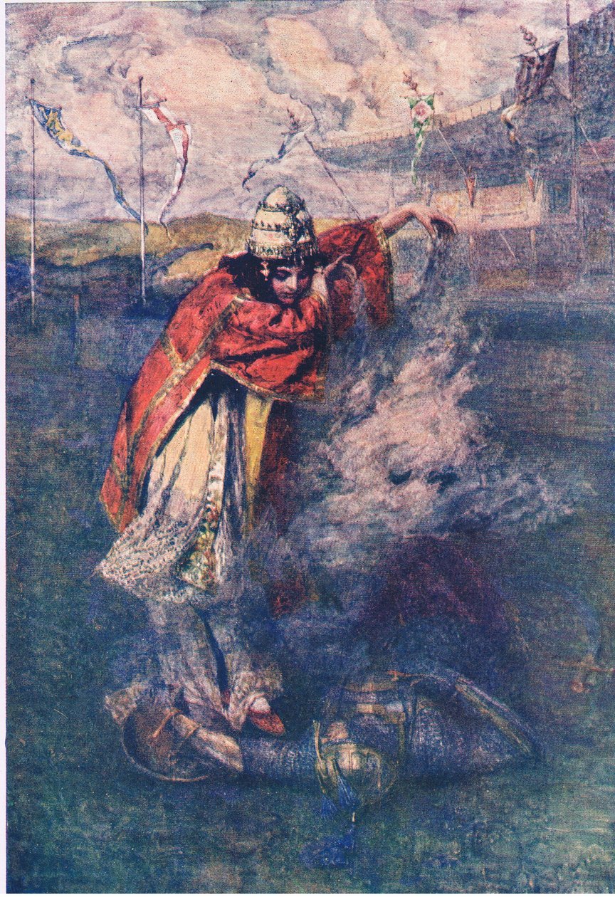 Duessa dissipou a Nuvem Encantada, Histórias da Rainha das Fadas publicadas por George Harrap and Company de Gertrude E. Demain (after) Hammond