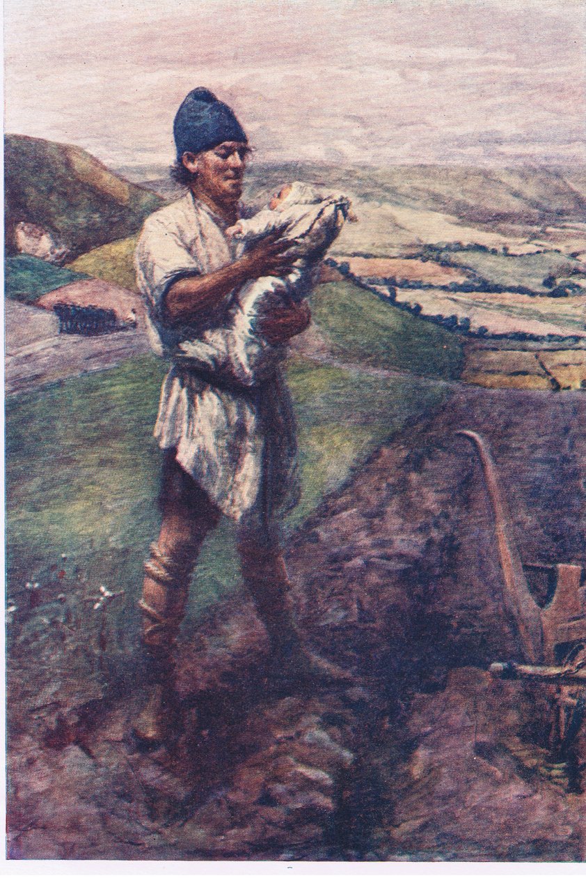 "Num sulco no campo o lavrador encontrou-te", Histórias da Rainha das Fadas publicadas por George Harrap and Company de Gertrude E. Demain (after) Hammond