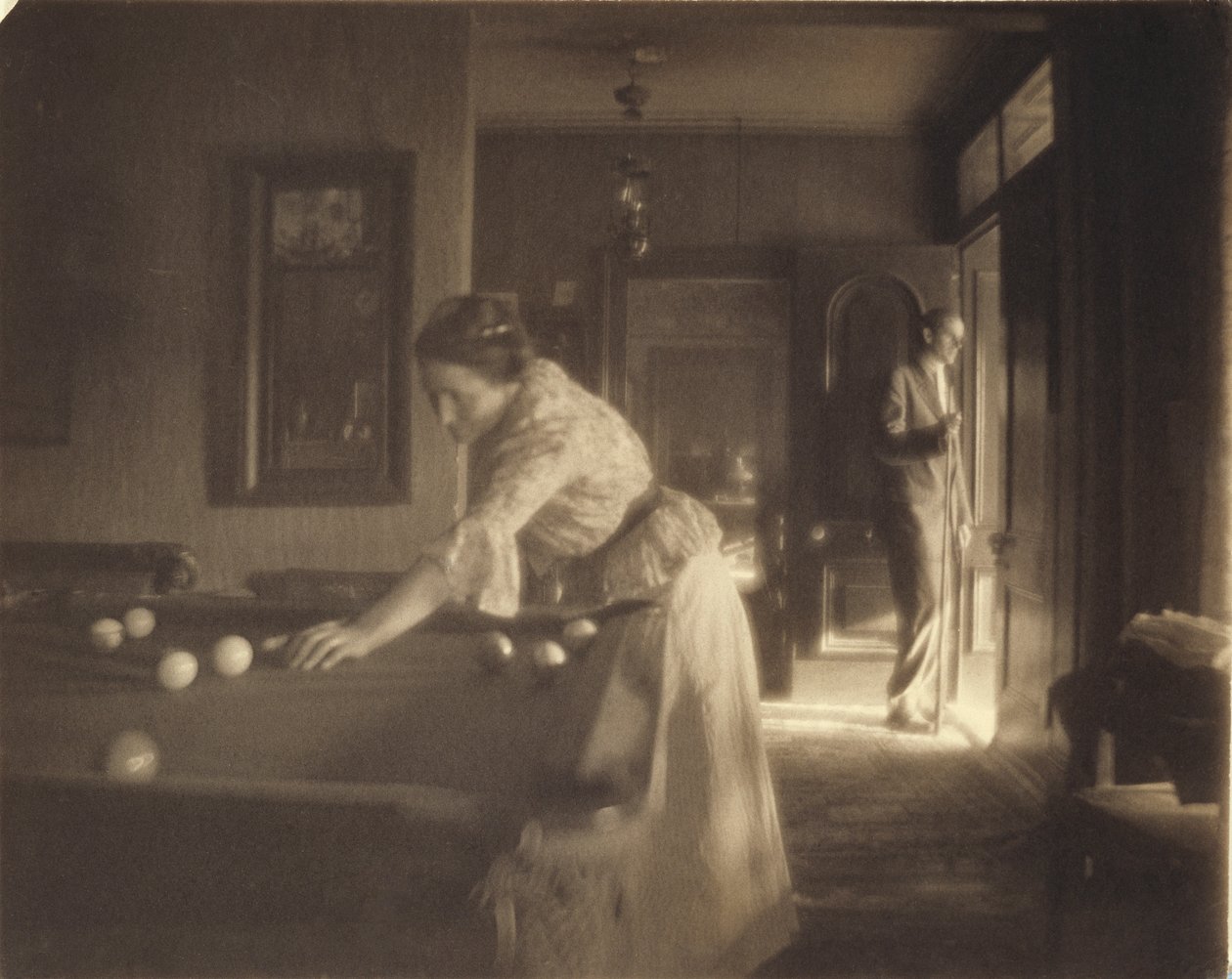 The Billiard Game, c.1907 (impressão de platina) de Gertrude Käsebier