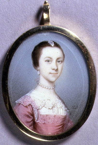 Retrato Miniatura de Rachael Chumley, c.1749 (aquarela em marfim no cartão) de Gervase Spencer