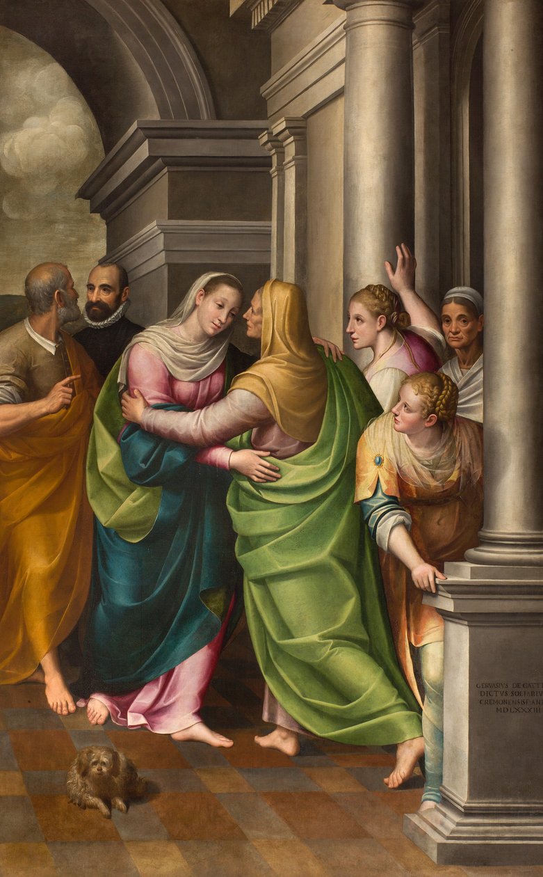 Transept Sul, Altar de Visitação, Altarpiece de Gervaso Gatti, Visitação de Maria à sua prima Elisabeth 1583 de Gervasio Gatti