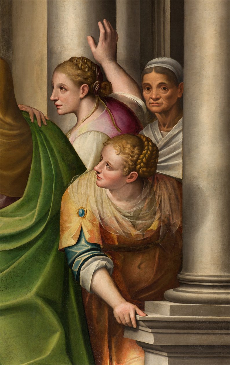 Transepto Sul, Altar da Visitação, Pormenor do retábulo de Gervaso Gatti, A Visitação de Maria à Prima Elisabeth 1583, Pormenor do retábulo de Gervasio Gatti