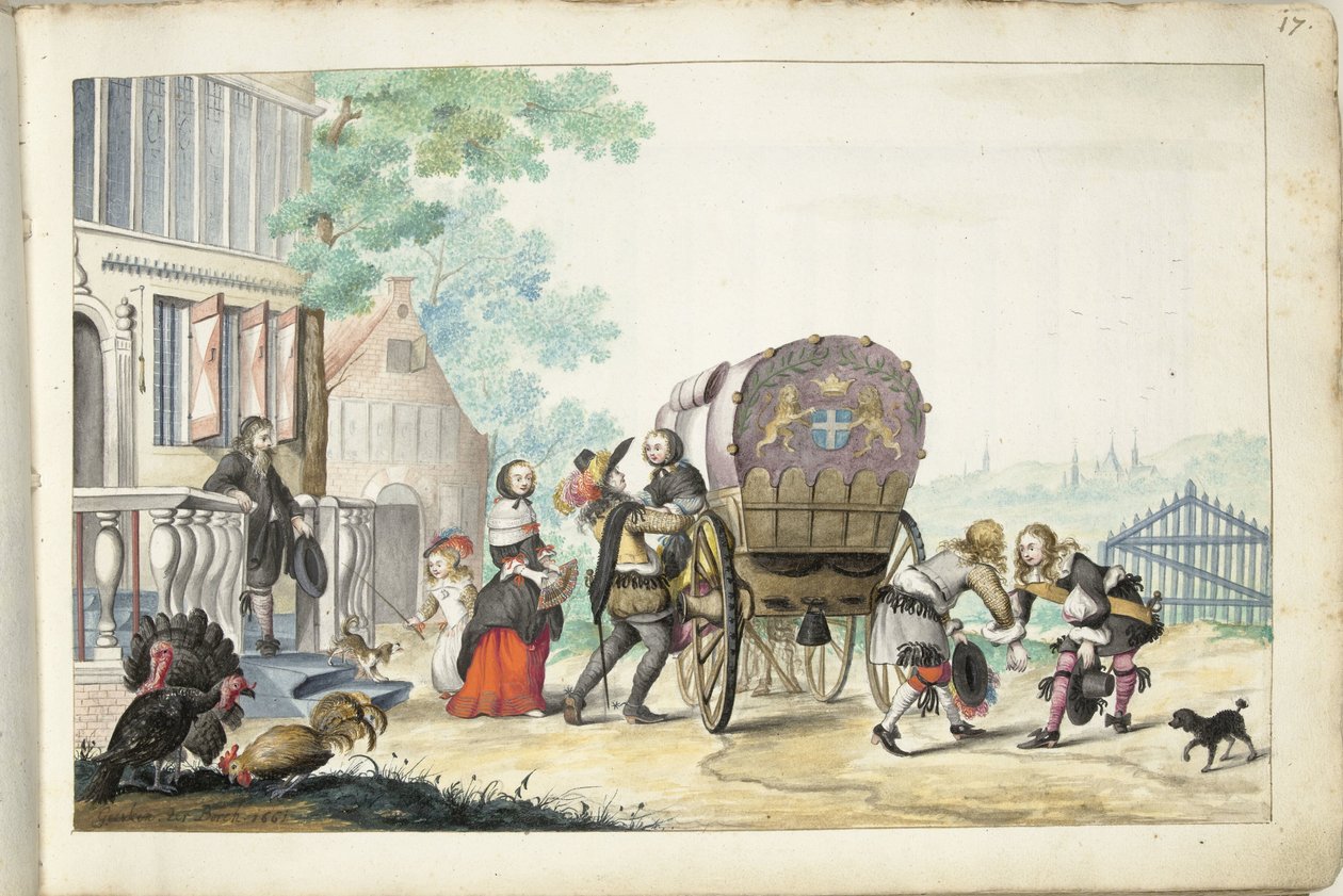 Chegada a uma casa de campo de Gesina ter Borch (signed by artist)