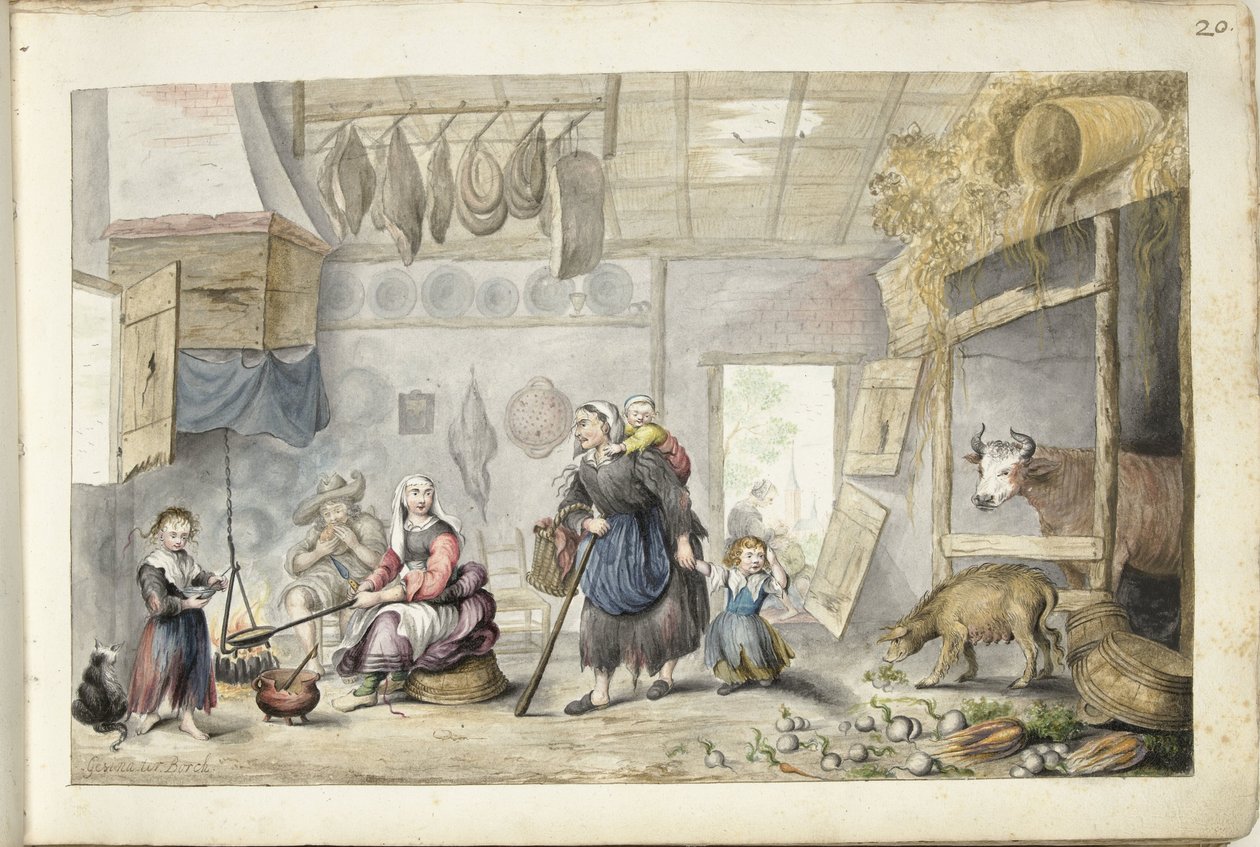 Interior da Fazenda (Caridade ou Pobreza) de Gesina ter Borch (signed by artist)