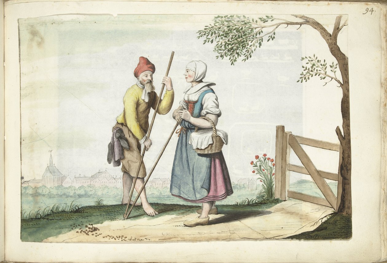 Casal de agricultores em conversa de Gesina ter Borch (signed by artist)