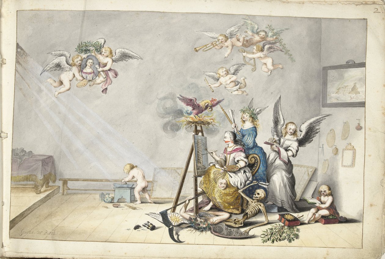 A vitória da pintura sobre a morte de Gesina ter Borch (signed by artist)