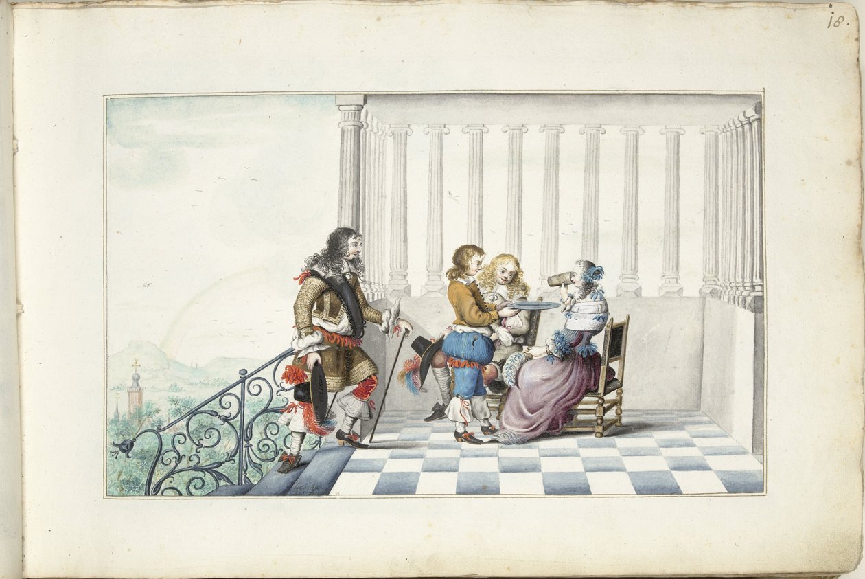 Companhia em um terraço de Gesina ter Borch (signed by artist)