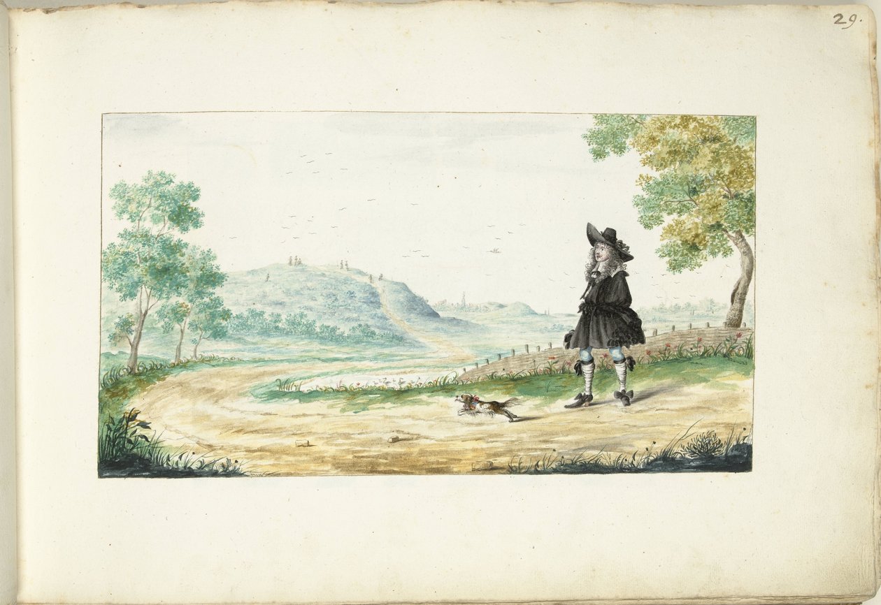 Cavalheiro correndo em uma estrada rural de Gesina ter Borch (signed by artist)