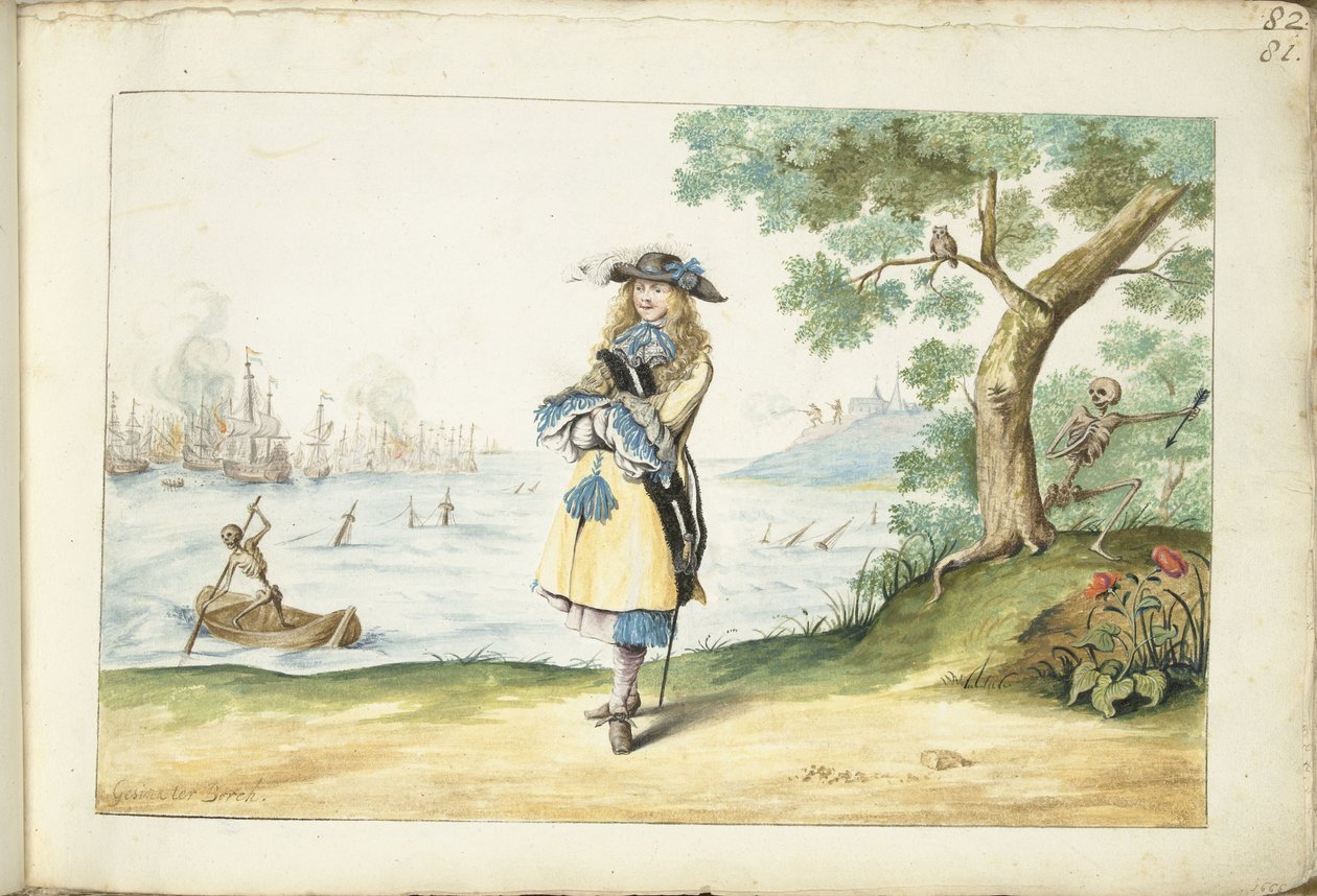 Moses ter Borch na costa inglesa de Gesina ter Borch (signed by artist)