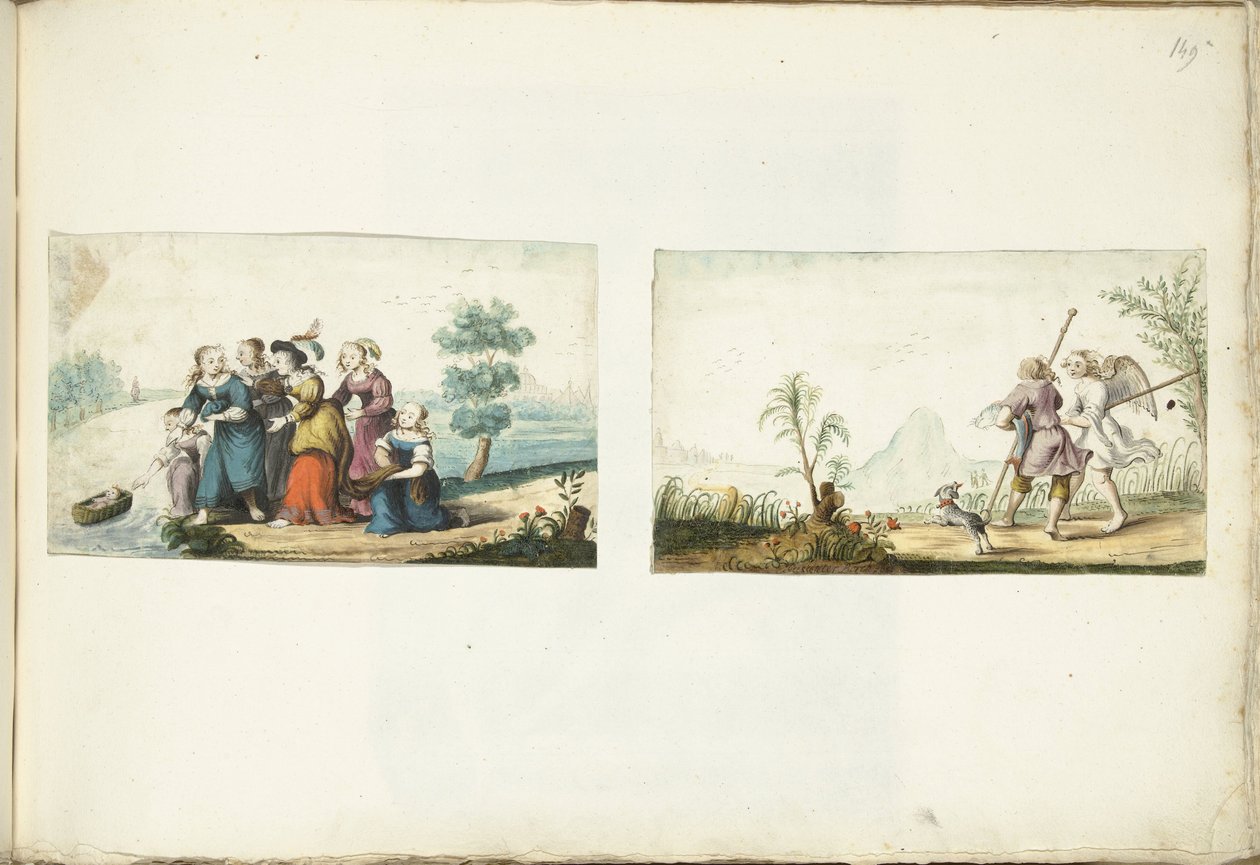 Moisés e Tobias e o anjo de Gesina ter Borch (signed by artist)