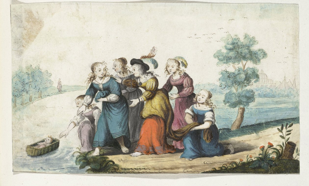 Moisés é encontrado de Gesina ter Borch (signed by artist)