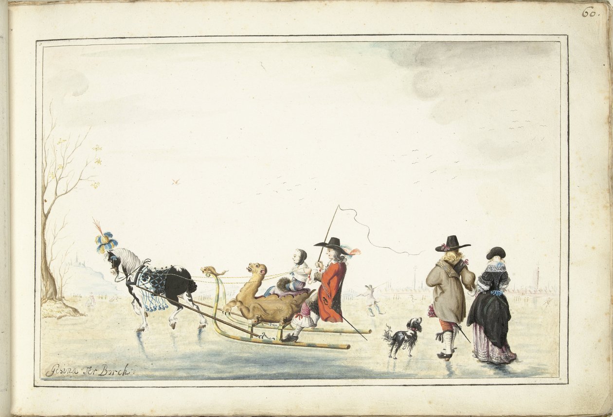 Trenó sobre o gelo de Gesina ter Borch (signed by artist)