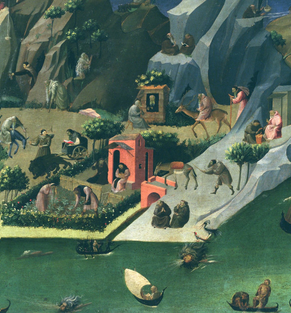 O Thebaid, tempera c.1410 no detalhe do painel de 162947 de Gherardo Starnina