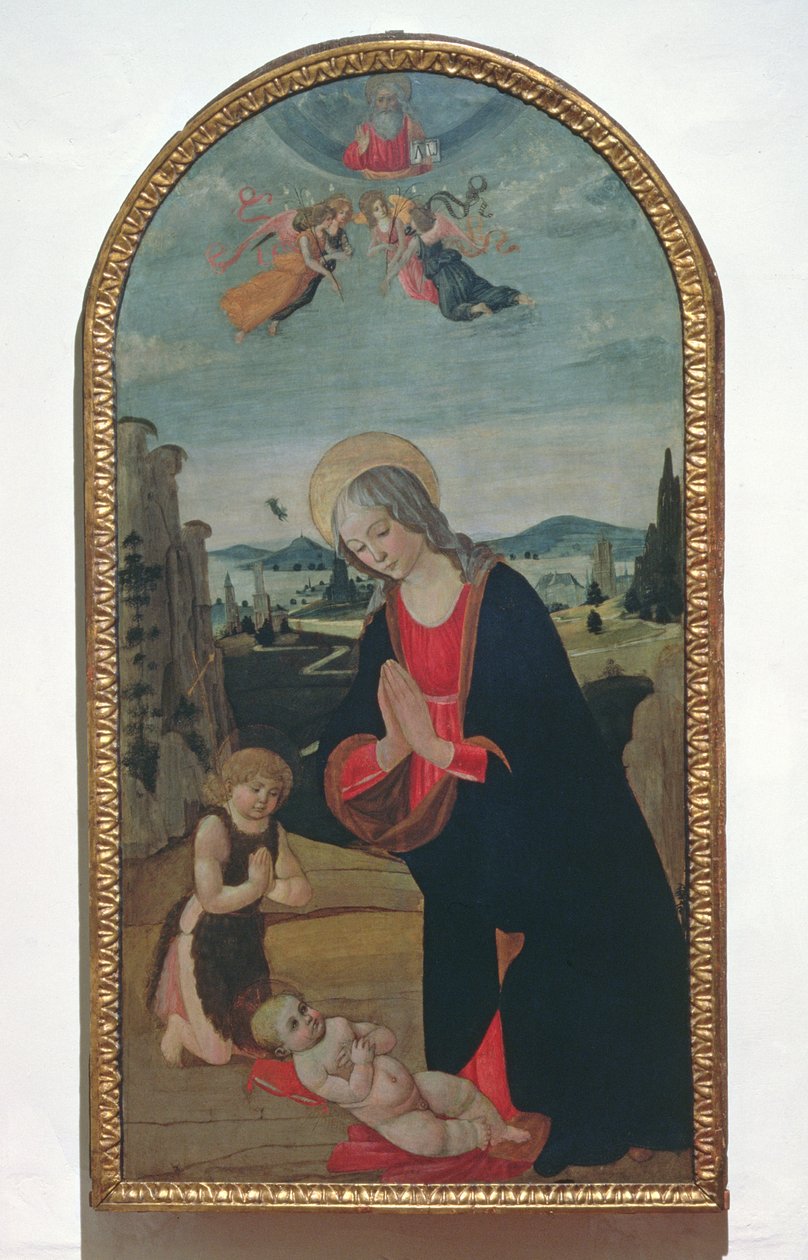 Madonna e o infante São João Batista adorando o Menino Jesus (painel) de Gherardo di Giovanni