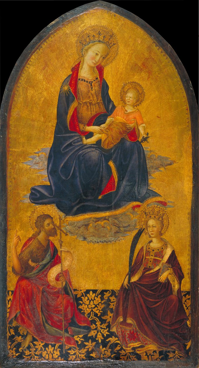 A Adoração da Virgem e do Menino por São João Batista e Santa Catarina de Gherardo Starnina
