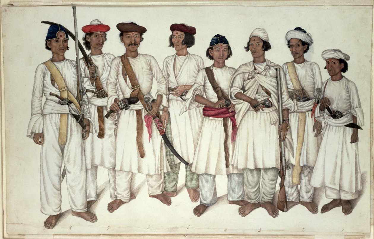 Oito Gurkhas, 1815 de Ghulam Ali Khan