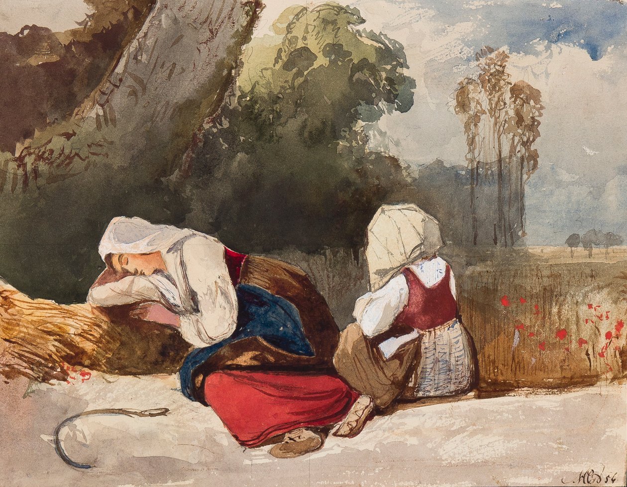 Recipientes de descanso, com adições da Princesa Maria Annunziata di Borbone (1843-1871), 1854 (lápis, wc e guache sobre papel) de Giacinto Gigante