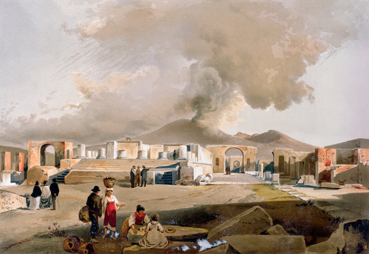 O Templo de Júpiter e o Fórum em Pompéia, c.1860 de Giacinto Gigante
