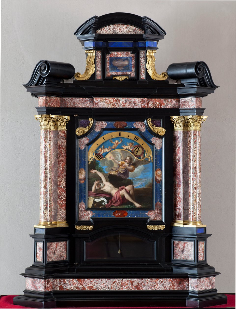 Relógio com representação da audiência de São Jerônimo na trombeta do julgamento final Pintura de Giacinto Brandi (1621-1691) Estrutura e mecanismo realizado por Giuseppe Campani - século 17 Dim 128x100x44 cm Genes musei di strada nuova de Giacinto Brandi