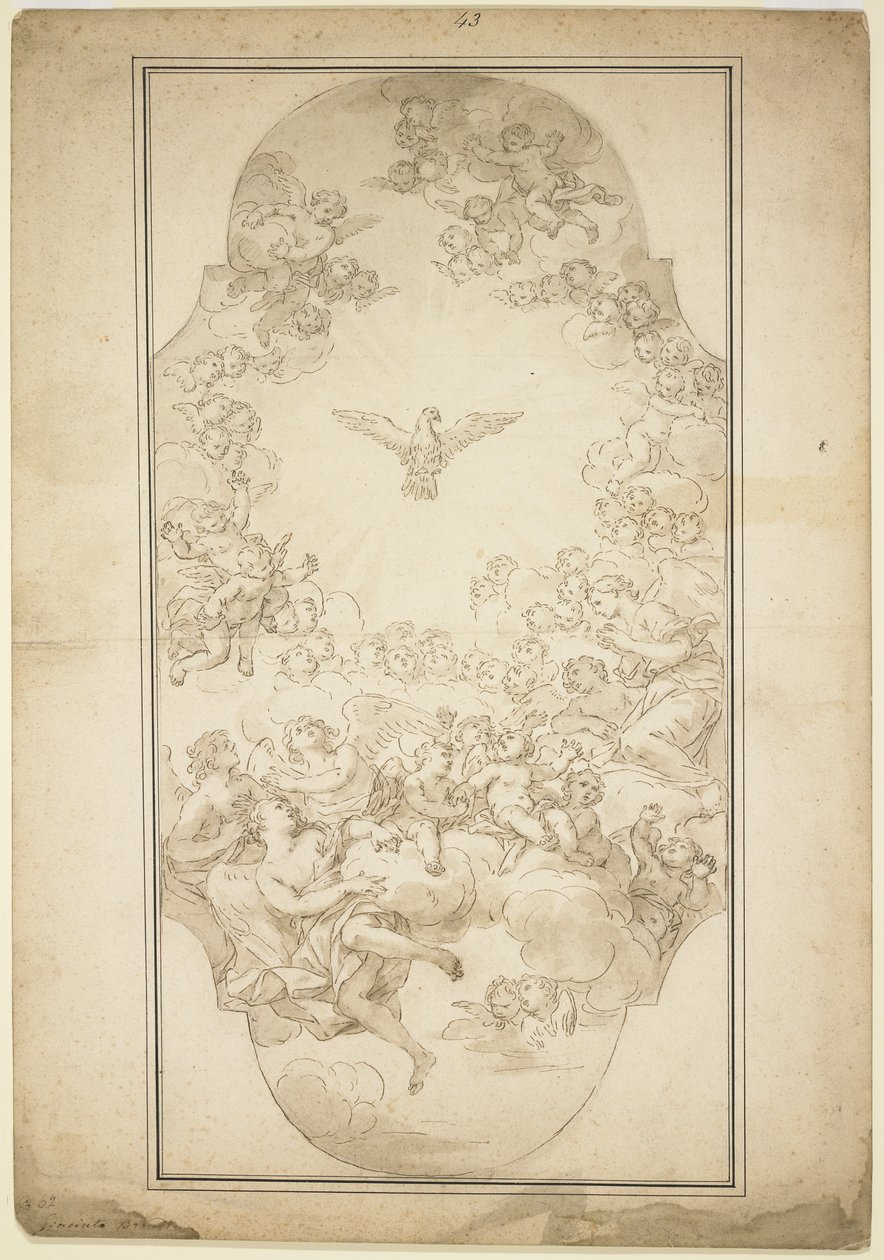 O Espírito Santo, de 1680 (caneta e tinta marrom e lava vestígios de giz preto) de Giacinto Brandi